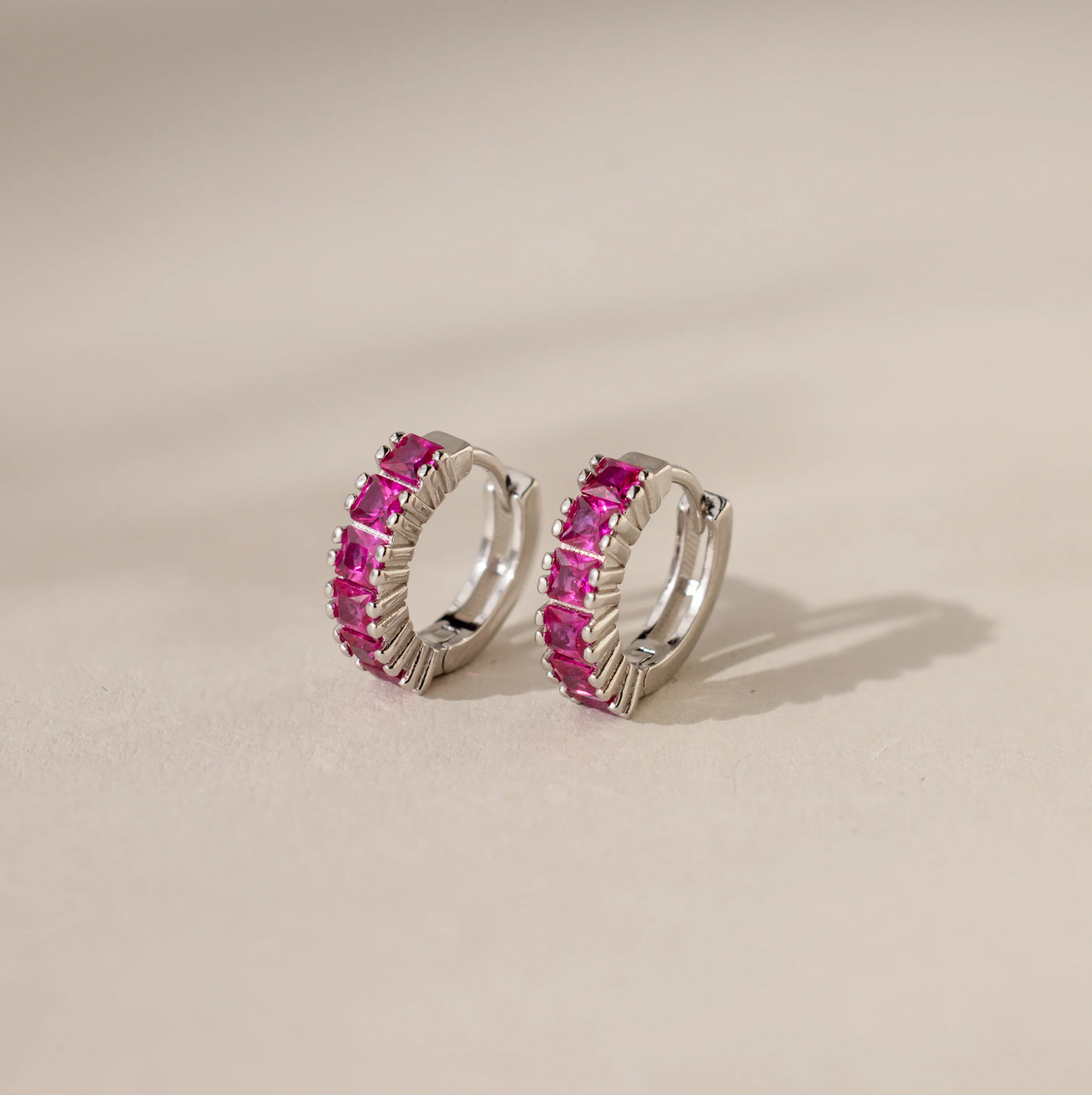 Birthstone Line Hoop Earrings