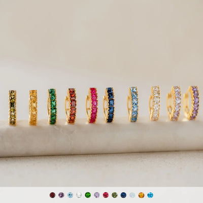 Birthstone Line Hoop Earrings