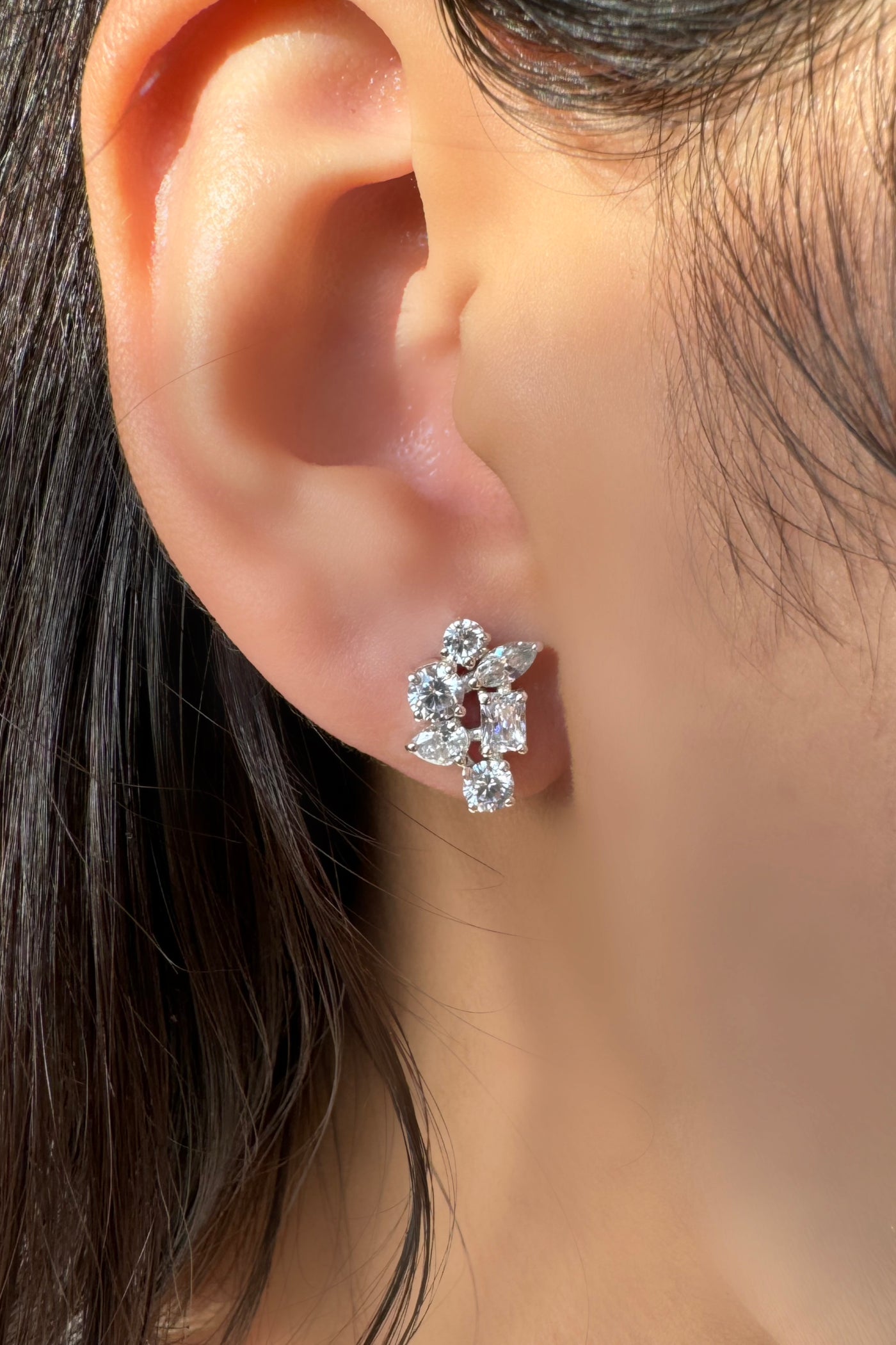 ecletic drops diamond stud earrings