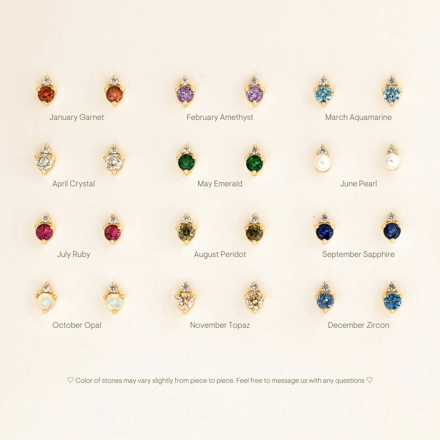 Birthstone With Diamond Stud Earring