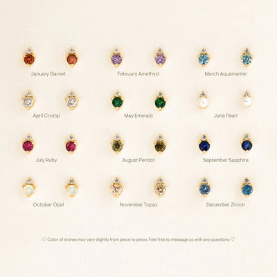 Birthstone With Diamond Stud Earring