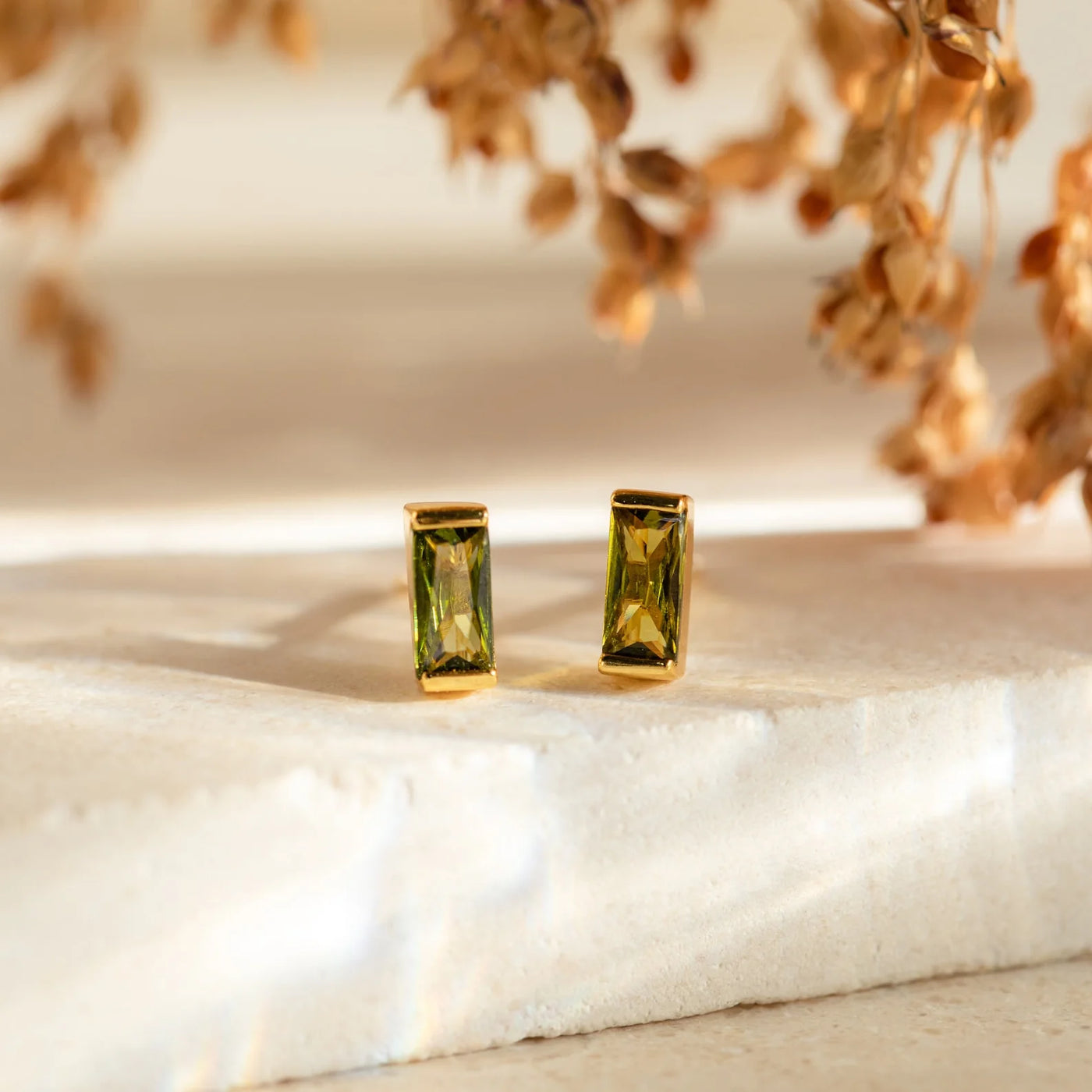 Birthstone Bugutte Stud Earrings