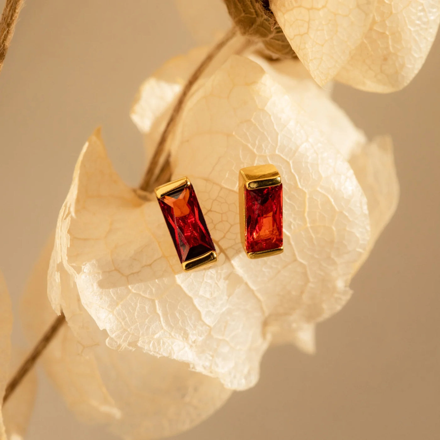 Birthstone Bugutte Stud Earrings