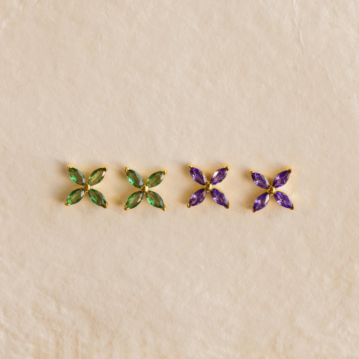 Birthstone Floral Stud Earring