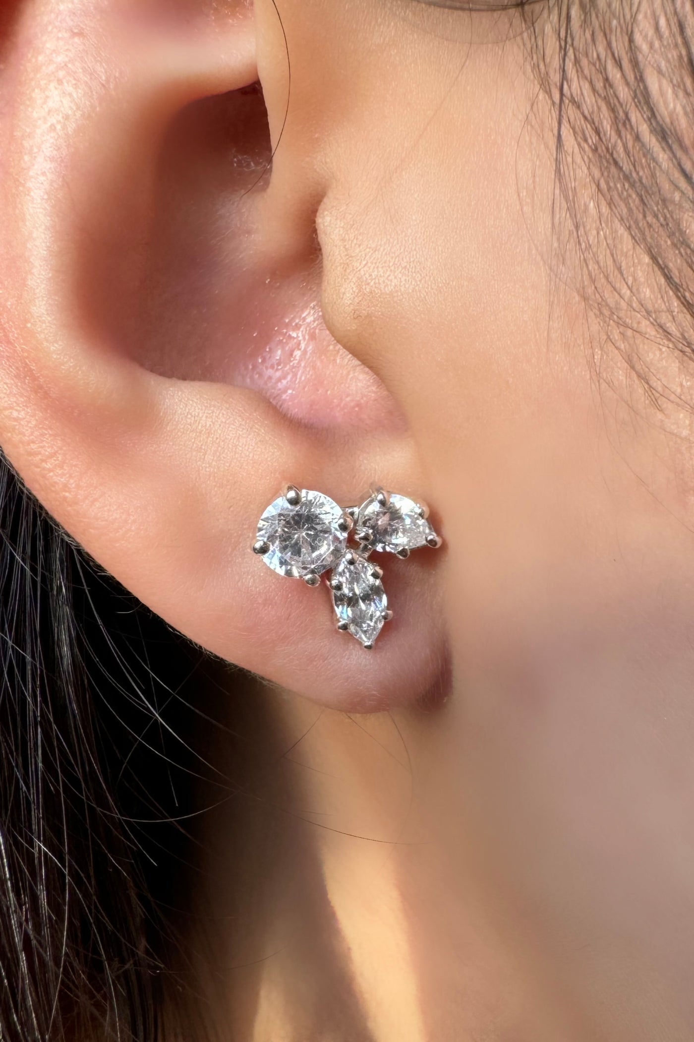 melon diamond stud earrings