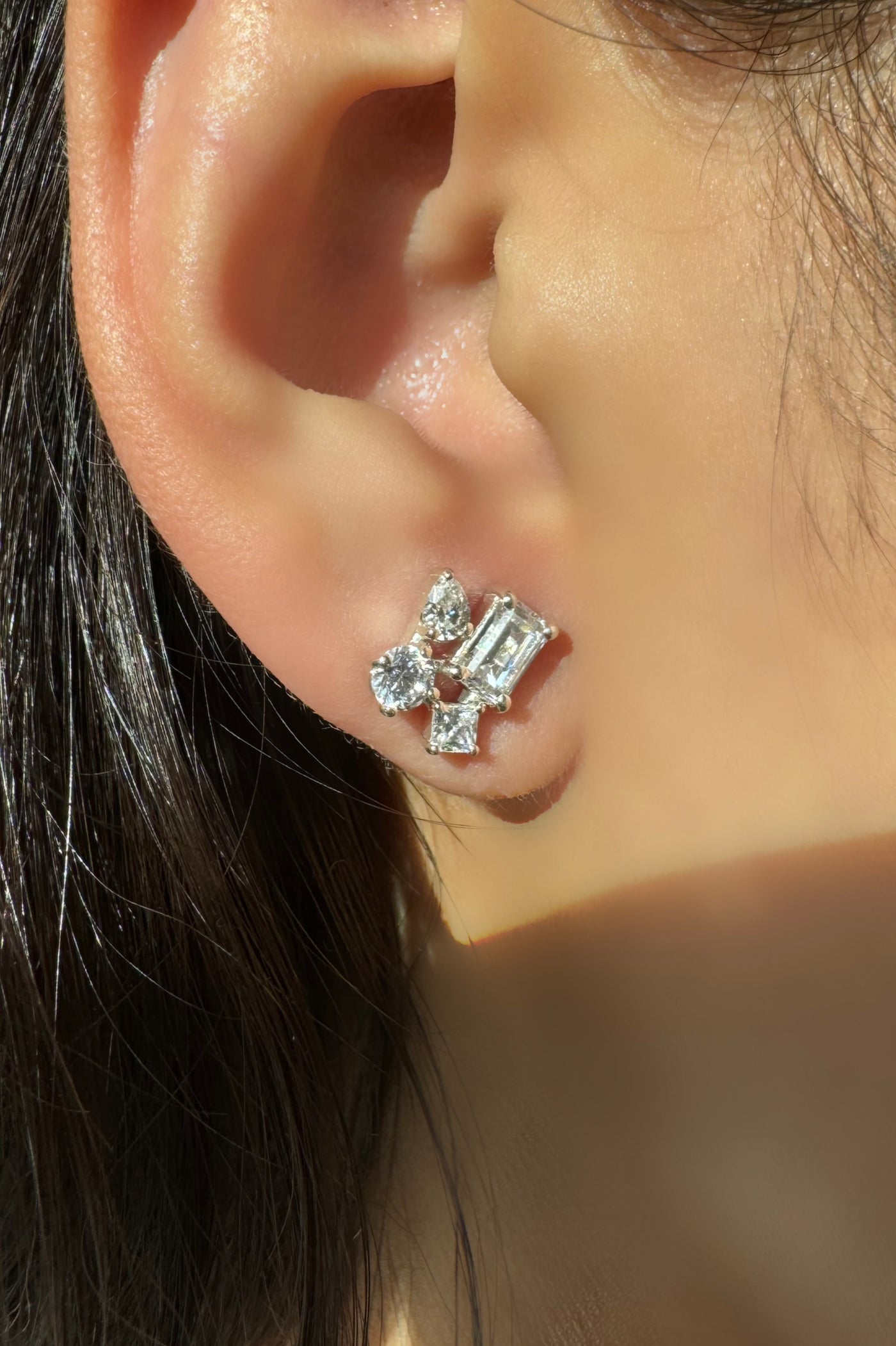 quad diamond stud earring