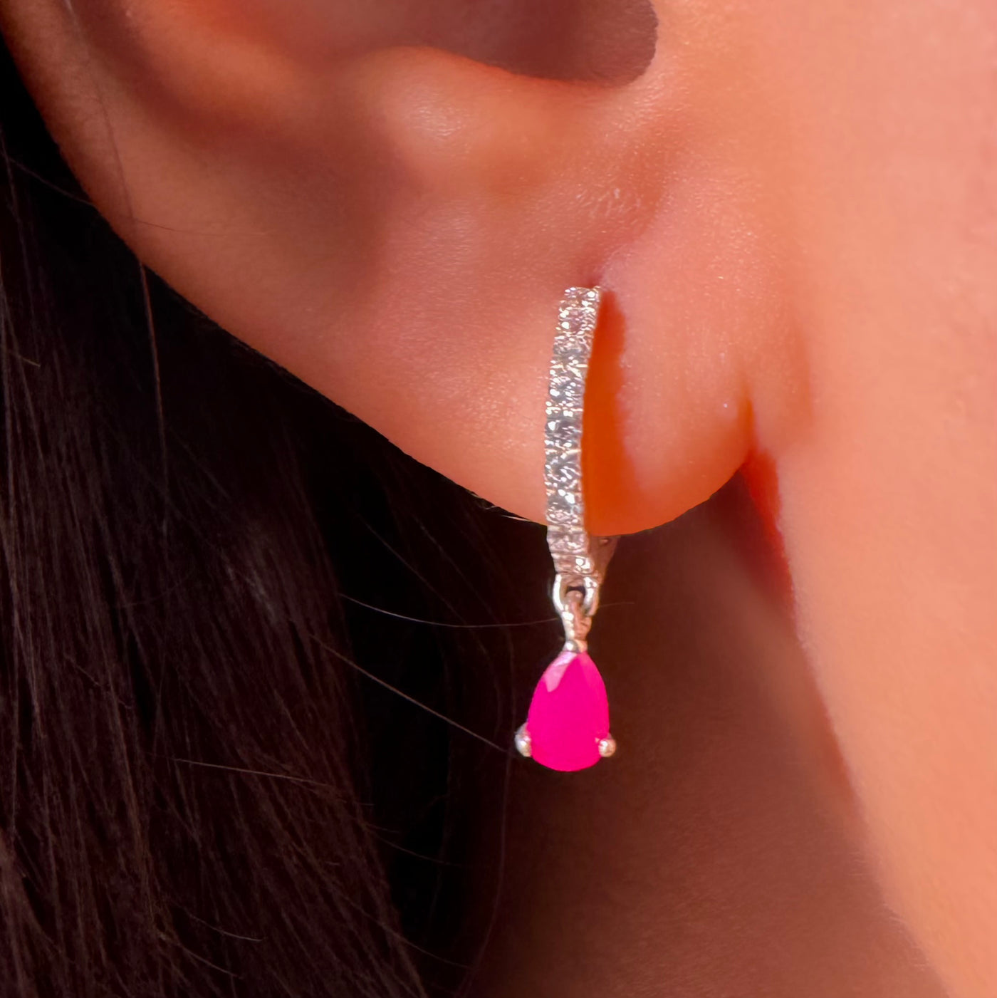 Ruby Hoop Earring