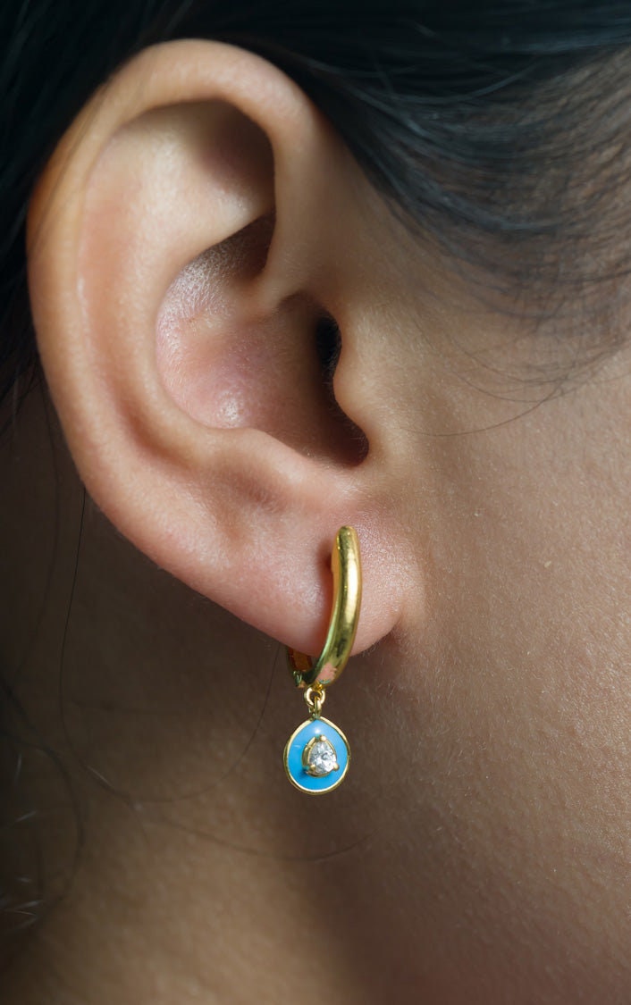 Blue Drop Hoop Earring