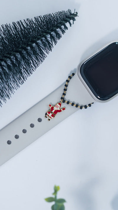 Santa Black Beads Watch Charm