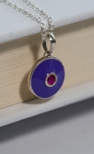 Violet Enamel Ruby Pendant