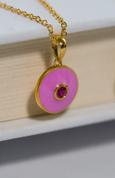 Pink Enamek Ruby Pendant