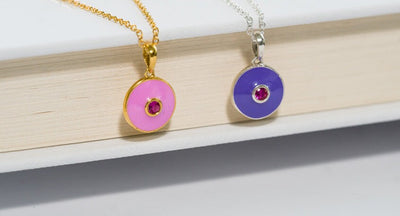 Violet Enamel Ruby Pendant