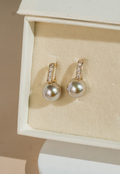 Diamond Pearl Hoop Earring