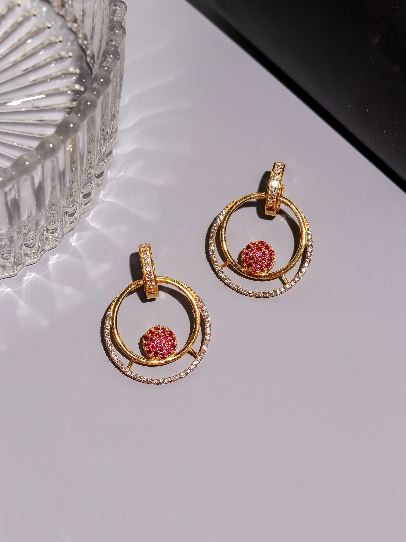 Ruby Cluster Earring