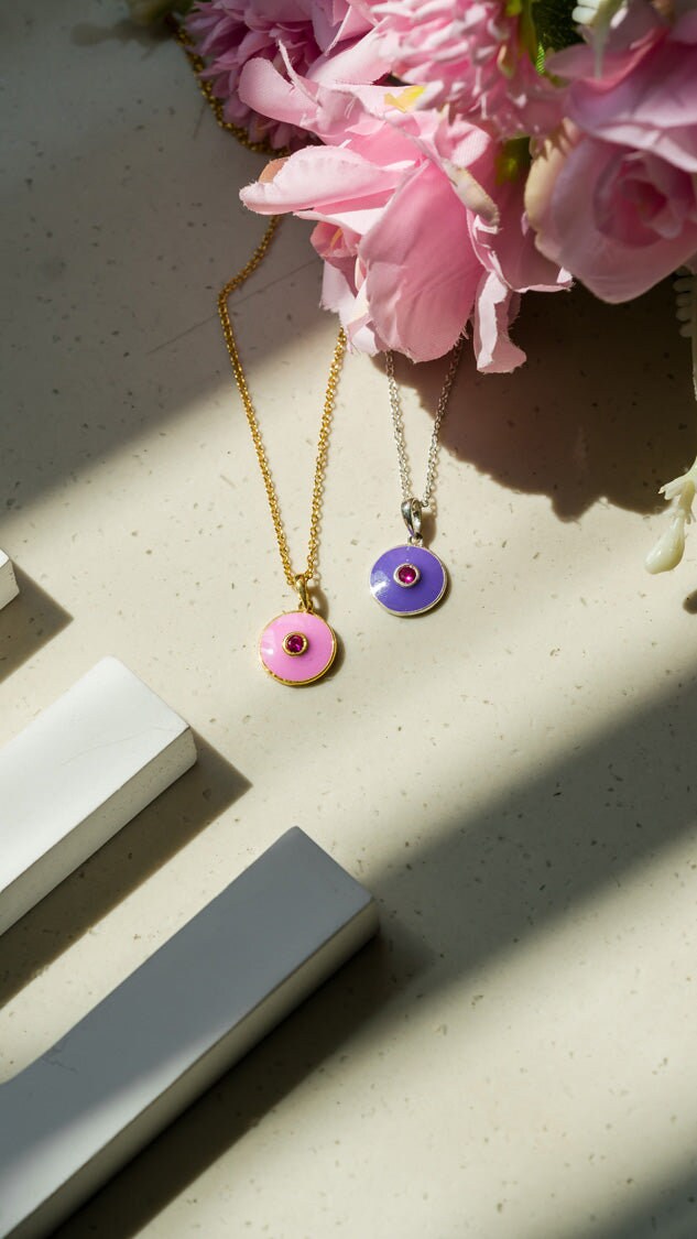 Violet Enamel Ruby Pendant